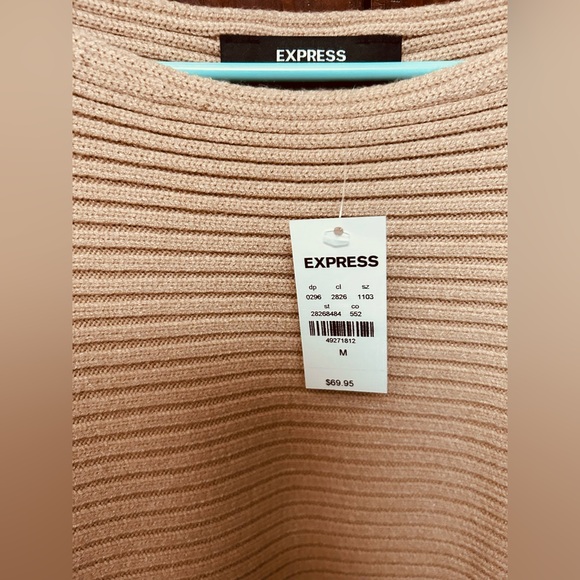 Express Women's Blush Crew Neck Sweater with Batwing Sleeves - Picture 8 of 9